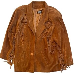 Vintage COMINT Brown Suede Fringe Jacket Blazer